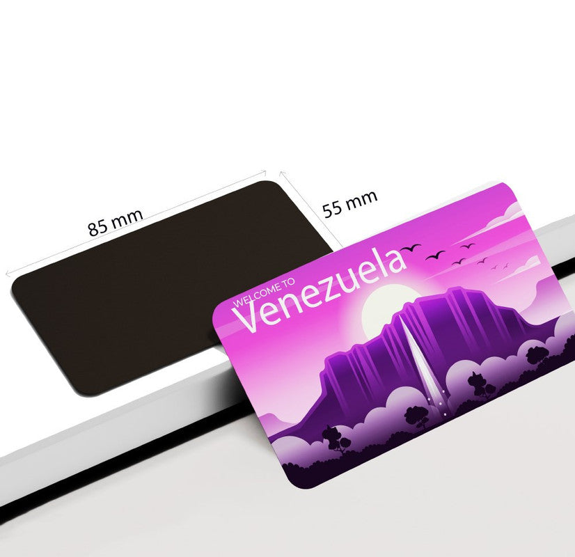 dhcrafts Rectangular Rubber Fridge Magnet / Magnetic Card Multicolor Venezuela D4 Design Pack of 1 (8.6cm x 5.4cm)